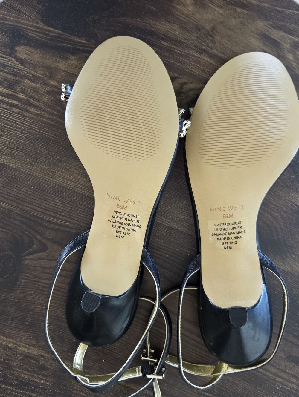 Nine West Black Sandals with Crystal Floral Accent - Picture 3 of 3